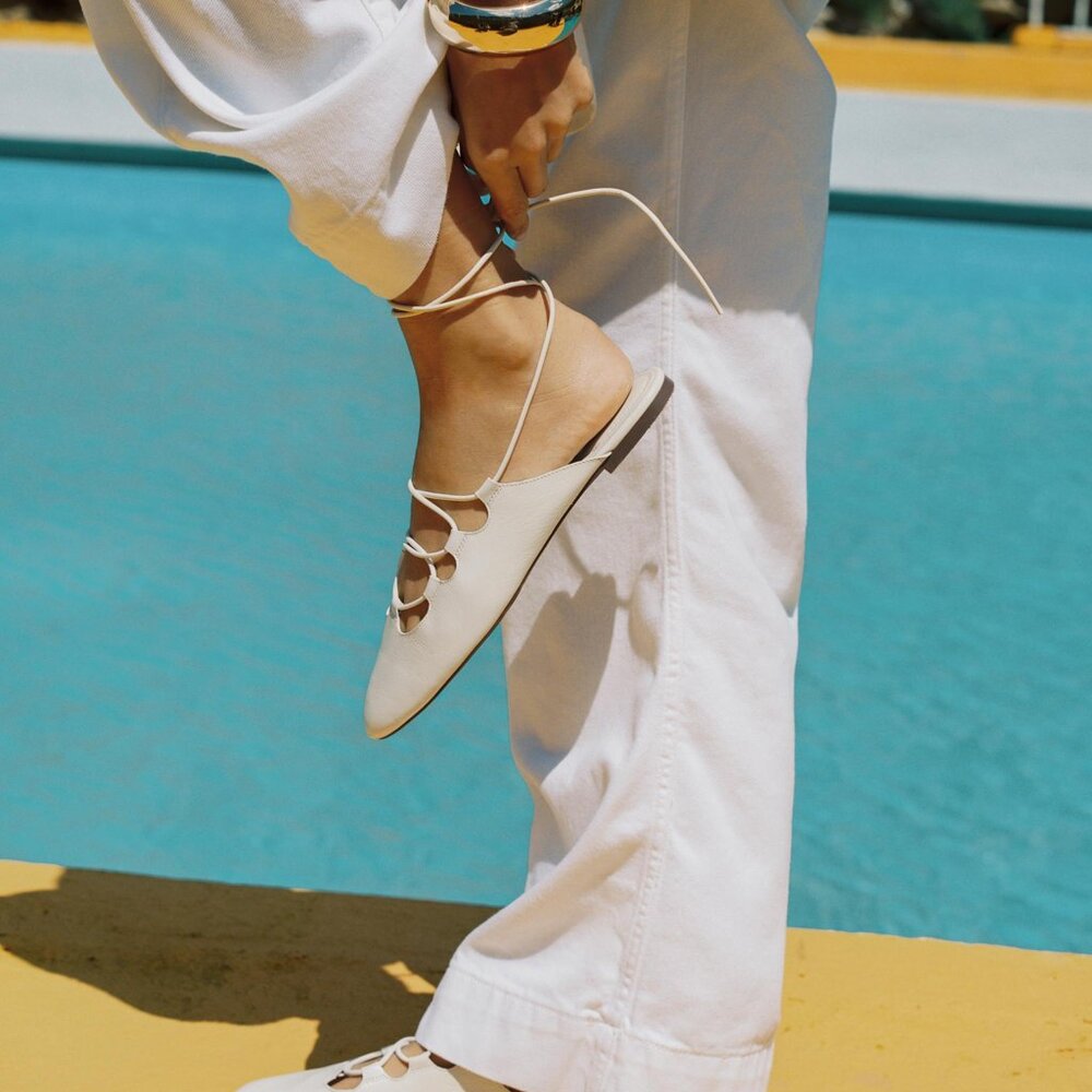 ZARA LEATHER SLINGBACK BALLET FLATS Size 6